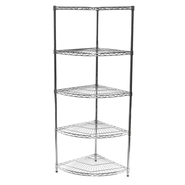 24"d Chrome Wire Radius Corner Unit w/ 5 Shelves