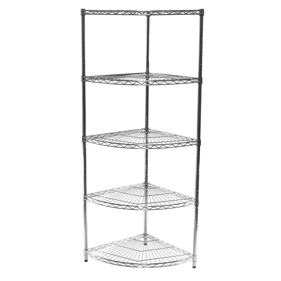 18"d Chrome Wire Radius Corner Unit w/ 5 Shelves