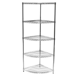 18"d Chrome Wire Radius Corner Unit w/ 5 Shelves