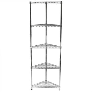 18"d Chrome Wire Triangle Corner Unit w/ 5 Shelves