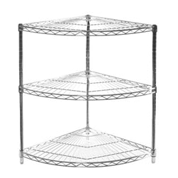 18"d Chrome Wire Radius Corner Unit w/ 3 Shelves