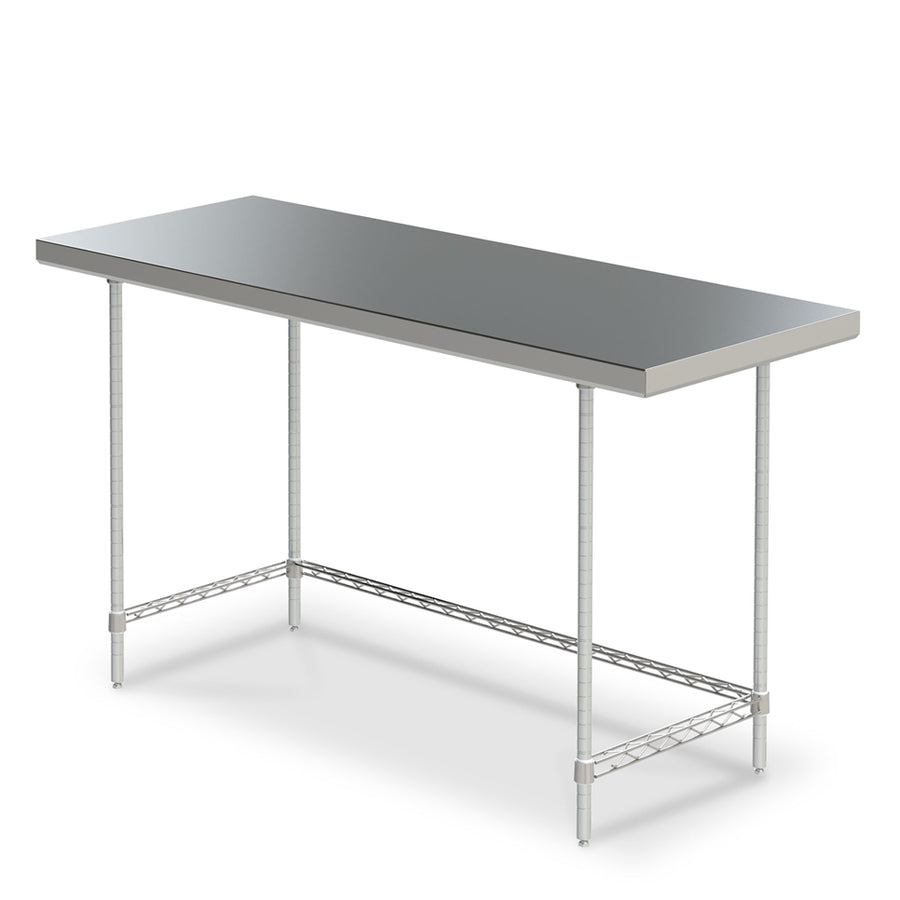 Space Saver Stainless Steel Work Table w/ Bottom 3-Sided Frame