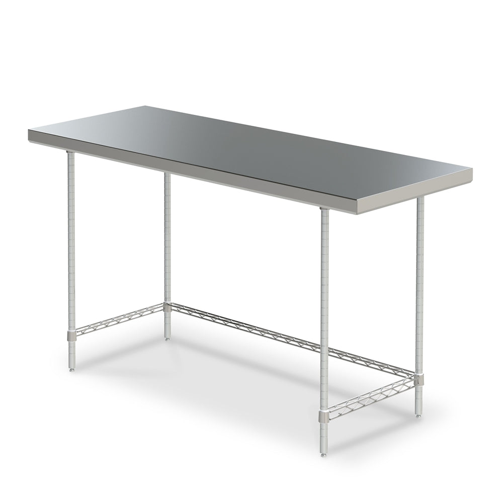 Space Saver Stainless Steel Work Table w/ Bottom 3-Sided Frame