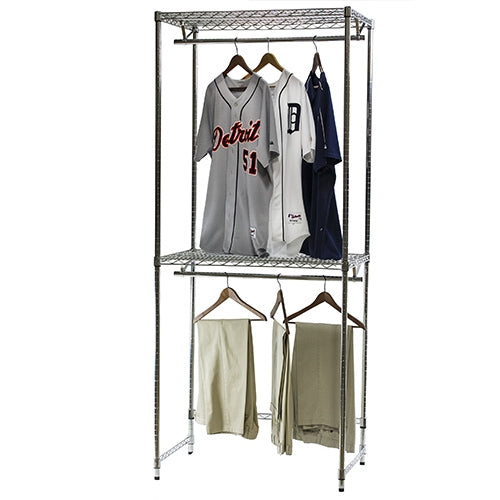 Wire closet shelving with clothes rod sale